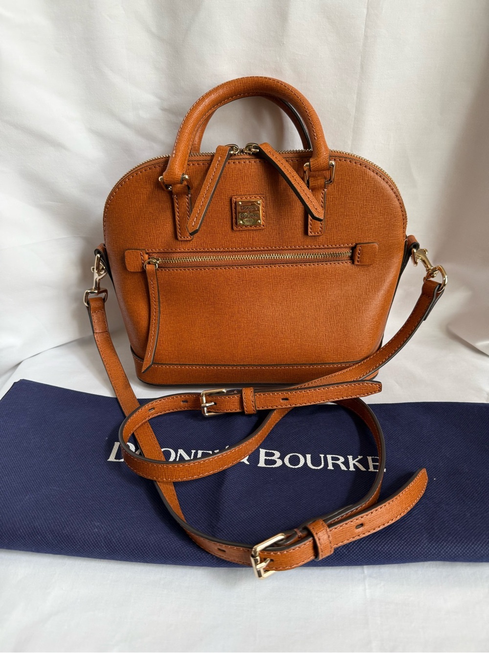 Dooney & Bourke Saddle Brown Leather Crossbody Dome Bag